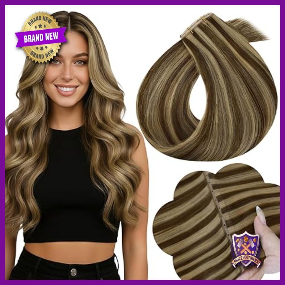 20 Inch Human Hair Extensions with Micro Beads, Glueless Weft for Volume